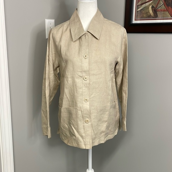 Pendleton Jackets & Blazers - Pendleton Linen tan button blazer Jacket Sz Small Khaki Tan color Neutral Petite